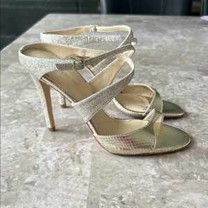 Ivanka Trump mule evening sandal. Gold. Davlyn2
